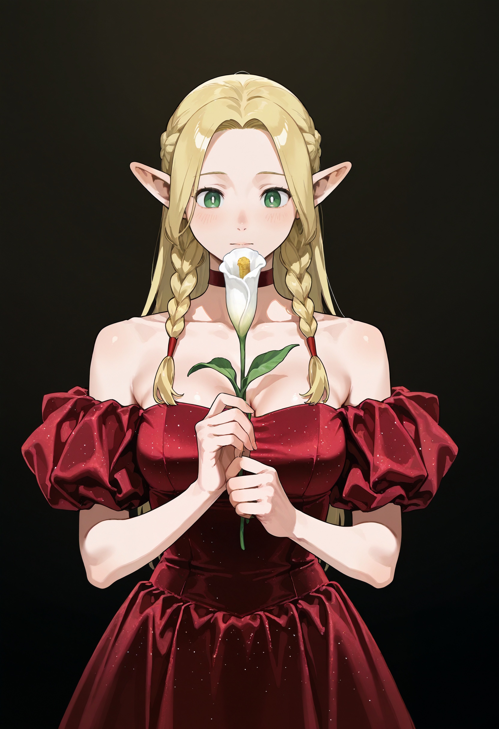 solo,  1girl,  red velvet dress on Tensor.Art