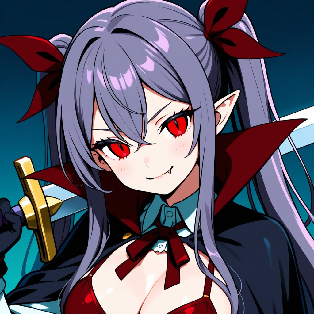 vampire girl pointed a sword on viewer on Tensor.Art