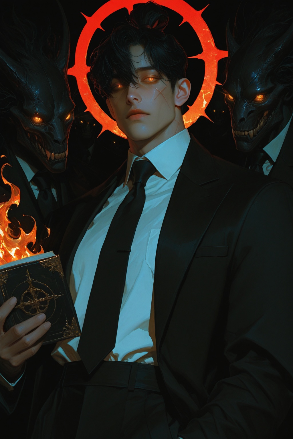 black hair,  necktie,  shirt on Tensor.Art