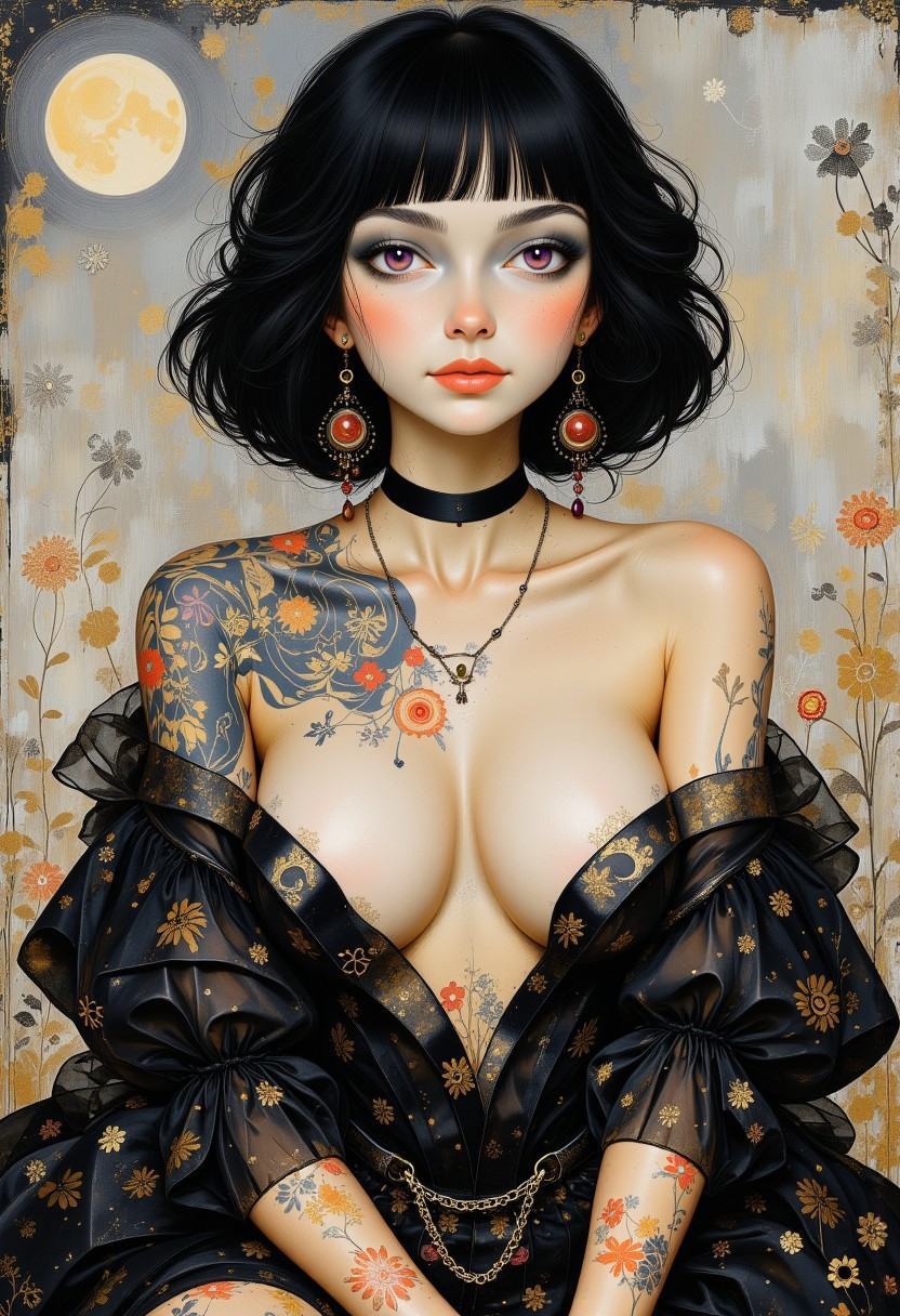 A dreamy,  abstract painting of mature woman,  solo on Tensor.Art