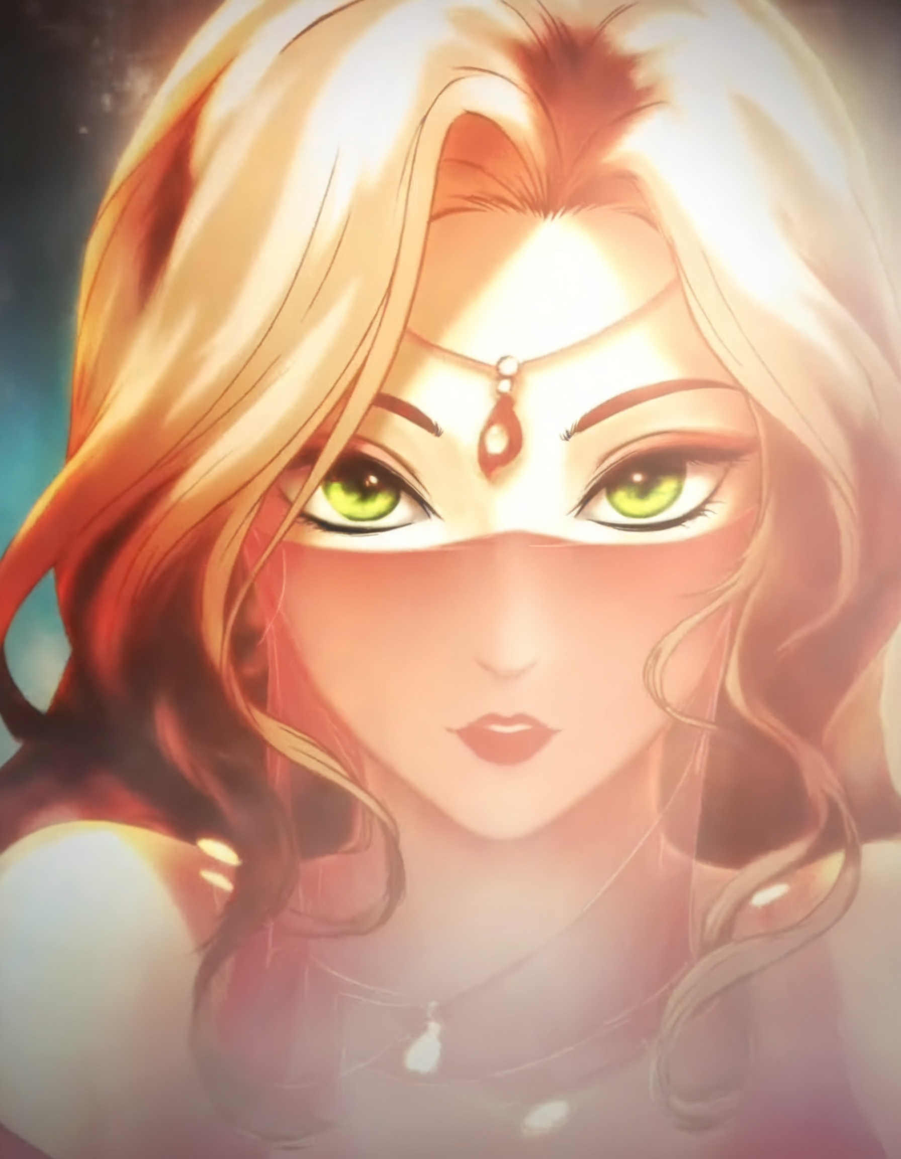 redveil,  a woman with green eyes,  reddish blonde hair on Tensor.Art