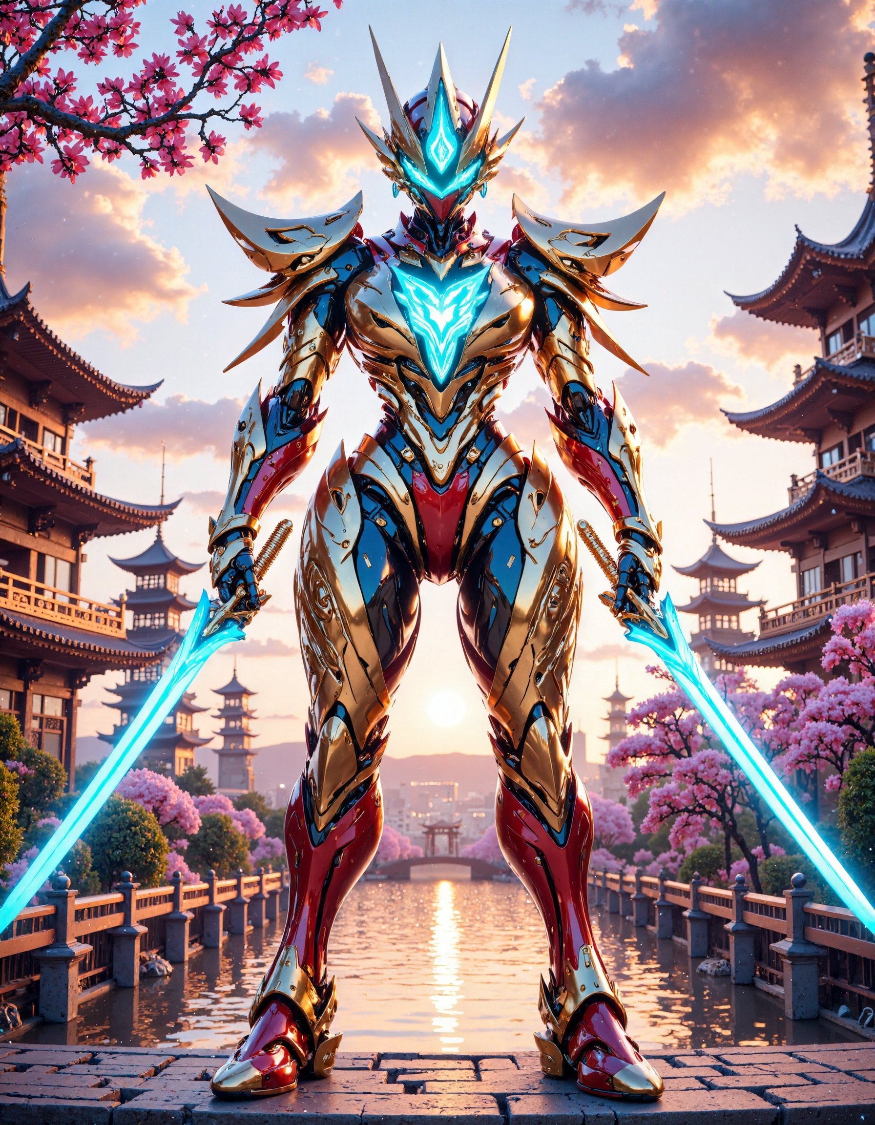 "A towering,  hyper-realistic Japanese-inspired mecha robot,  designed with sleek lines and elegant curves on Tensor.Art