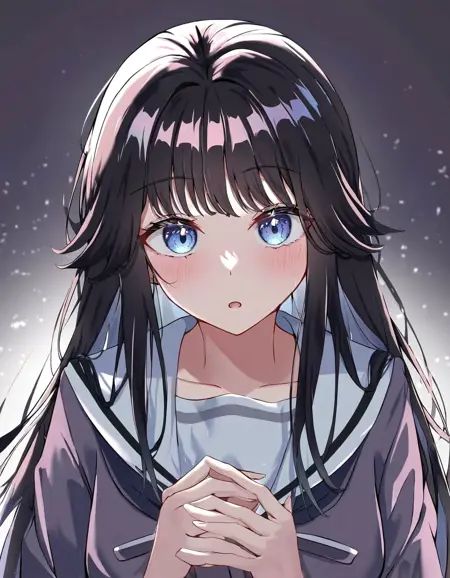 1girl,  waguri kaoruko,  kaoru hana wa rin to saku ((schoolgirl uniform on Tensor.Art