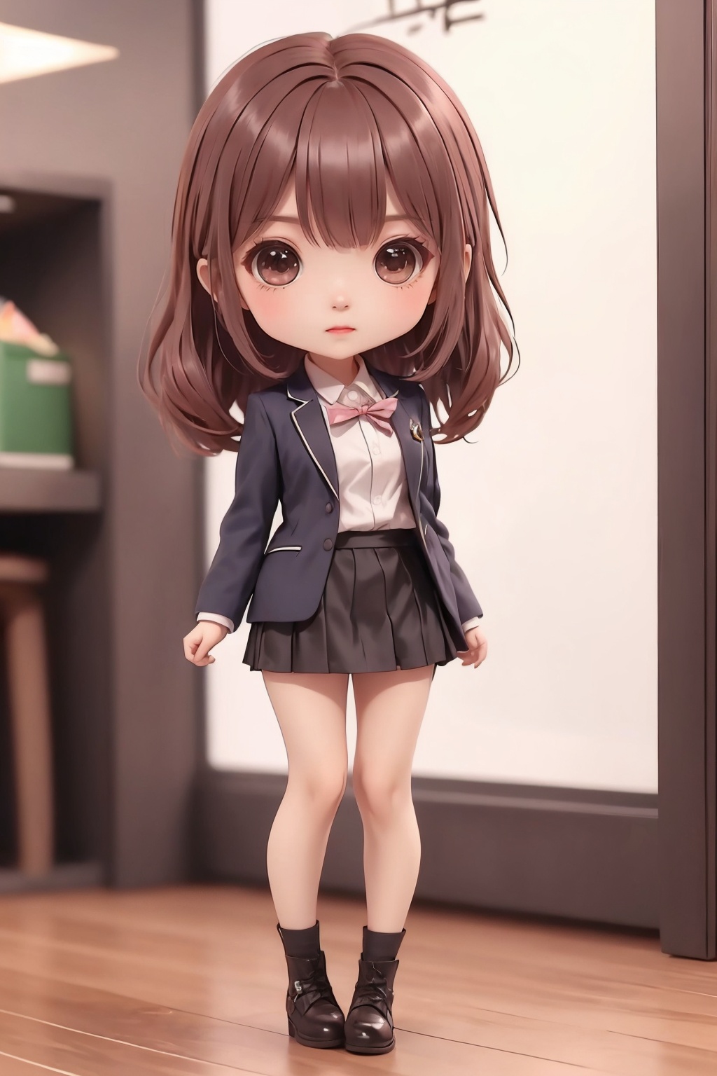 1girl,suit,office,chibi,short skirt