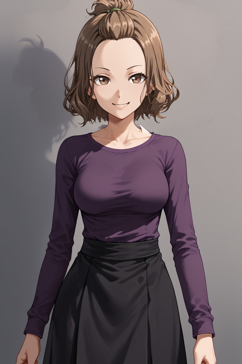 natsuki, 1girl, smile, brown hair, short hair, school uniform, white sailor collar, forehead, brown eyes<lora:Umino Natsuki :0.8>