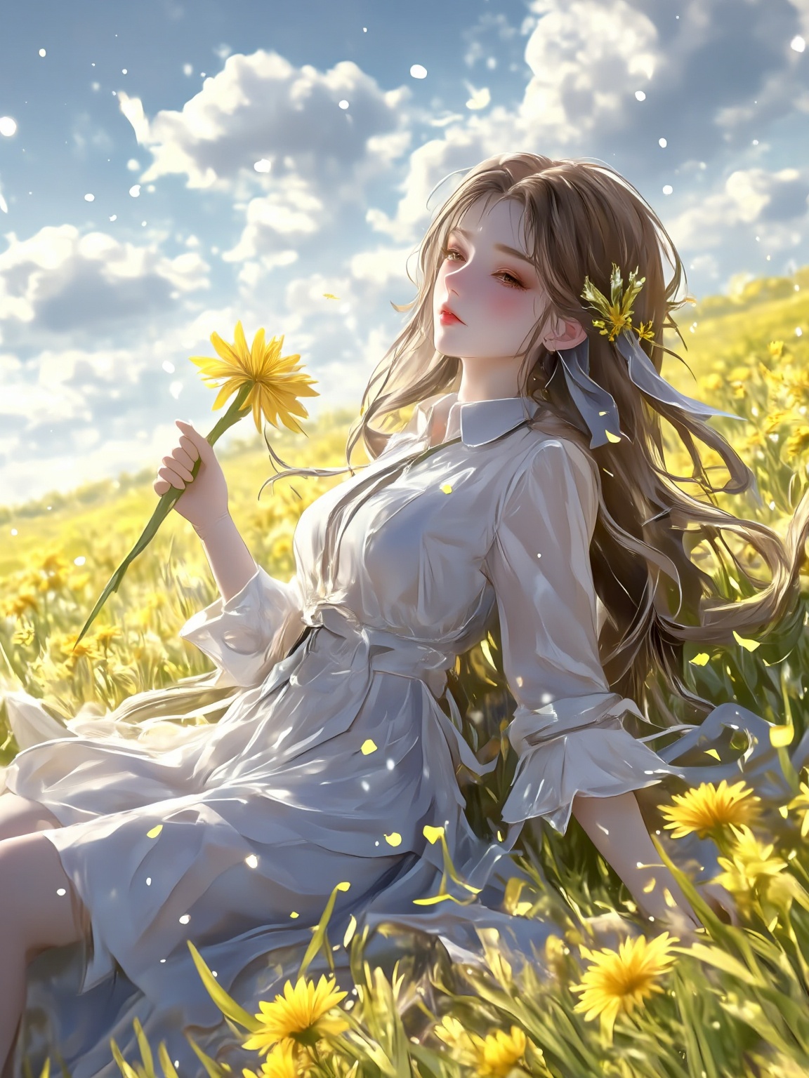 1girl,  solo,  flower on Tensor.Art
