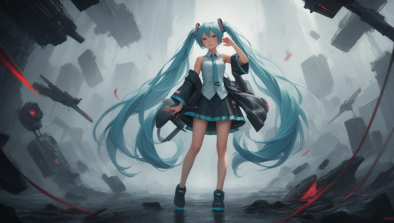 hatsune miku,  official wallpaper,  score_9 on Tensor.Art