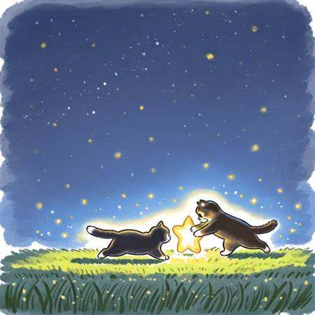 no humans,  cat,  night on Tensor.Art