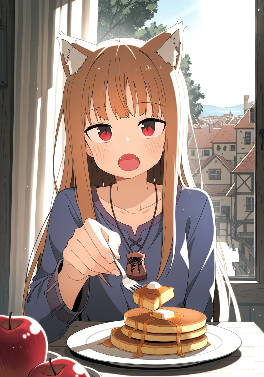 solo kemono,  holo \(spice and wolf\),  looking at viewer on Tensor.Art