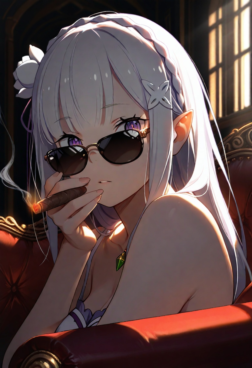1girl,  solo,  emilia \(re:zero\) on Tensor.Art
