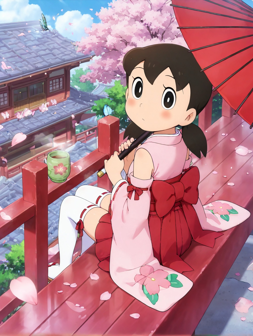 minamoto shizuka,  umbrella,  1girl on Tensor.Art