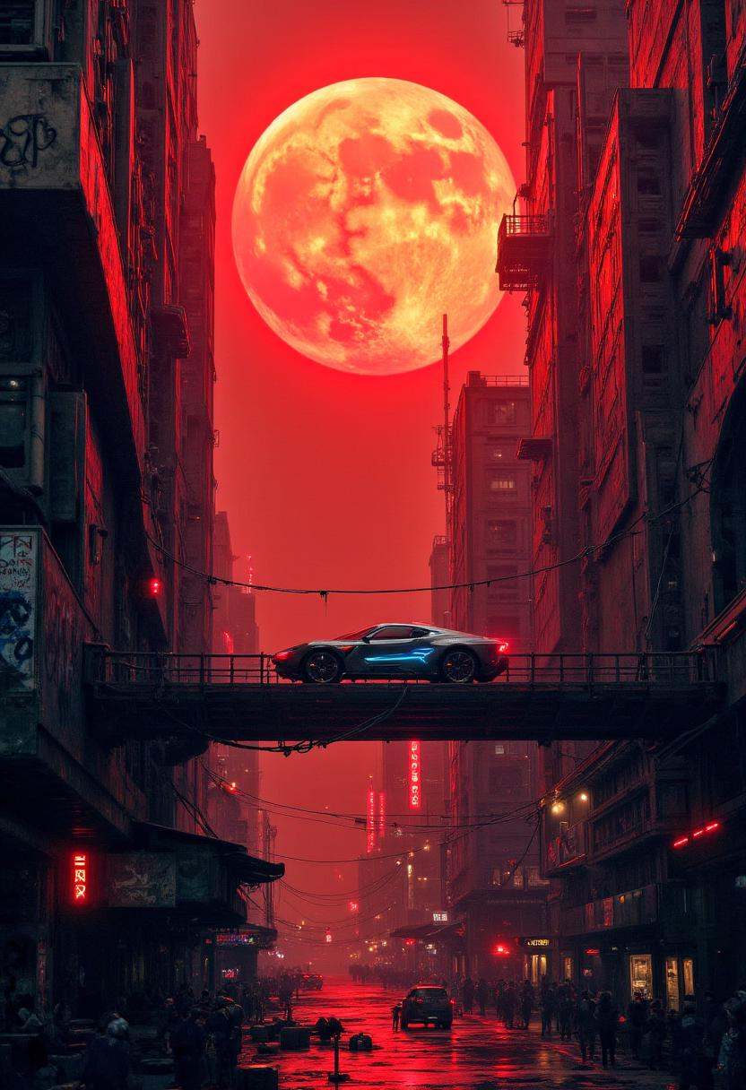 Cyberpunk highly detailed,  high-resolution photograph,  recypu style.A futuristic urban landscape with a striking color p...
