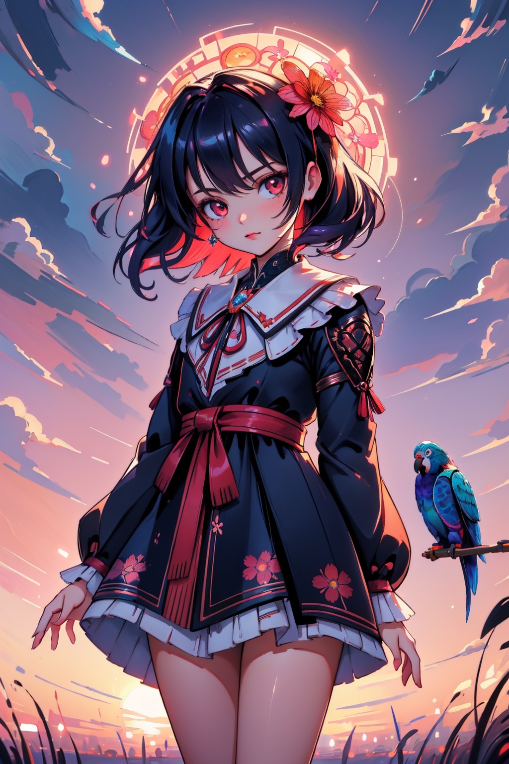 1girl,  dark Macrame of an intricate background,  with Retro skin on Tensor.Art