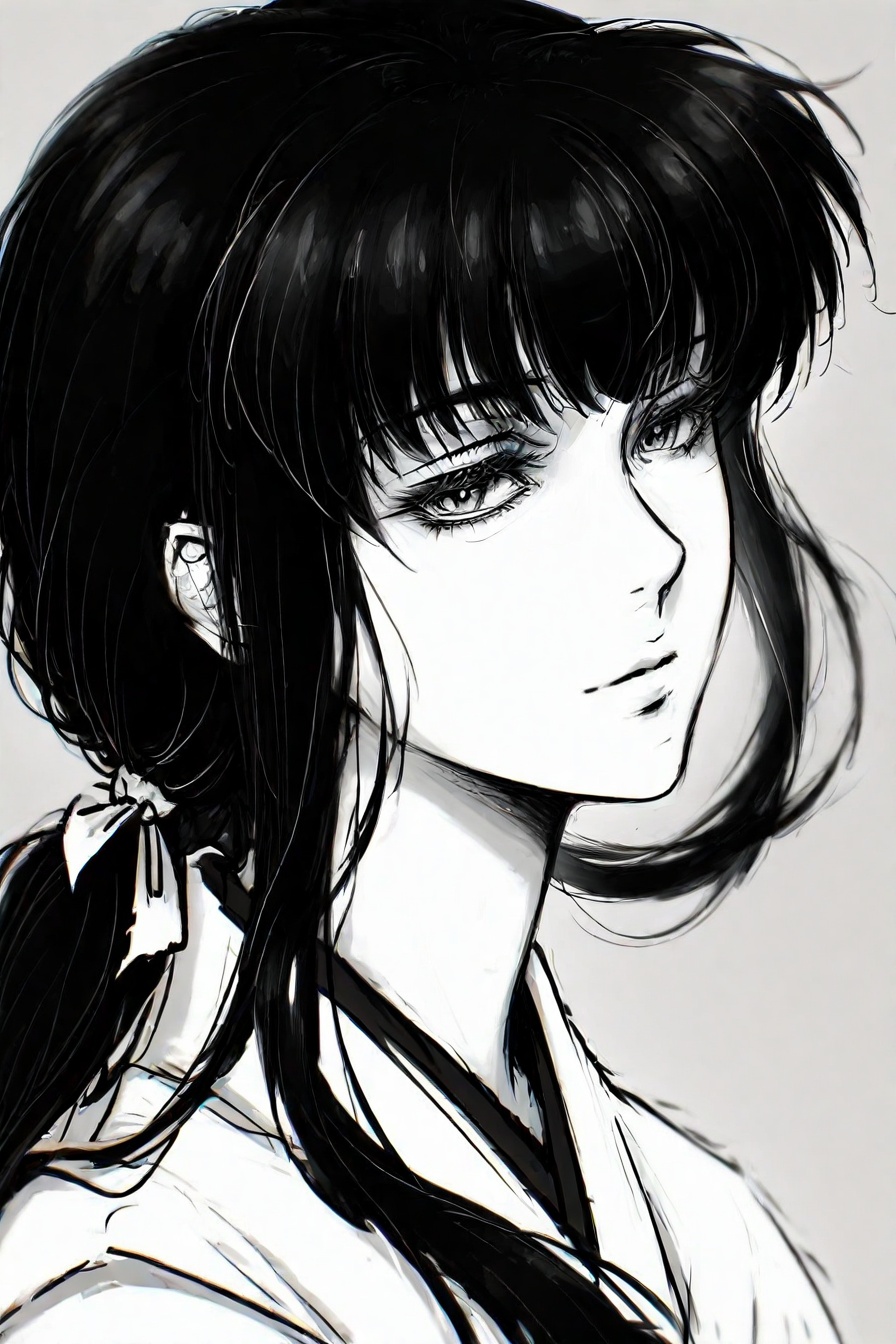 kikyo,  kikyou (inuyasha),  black hair on Tensor.Art
