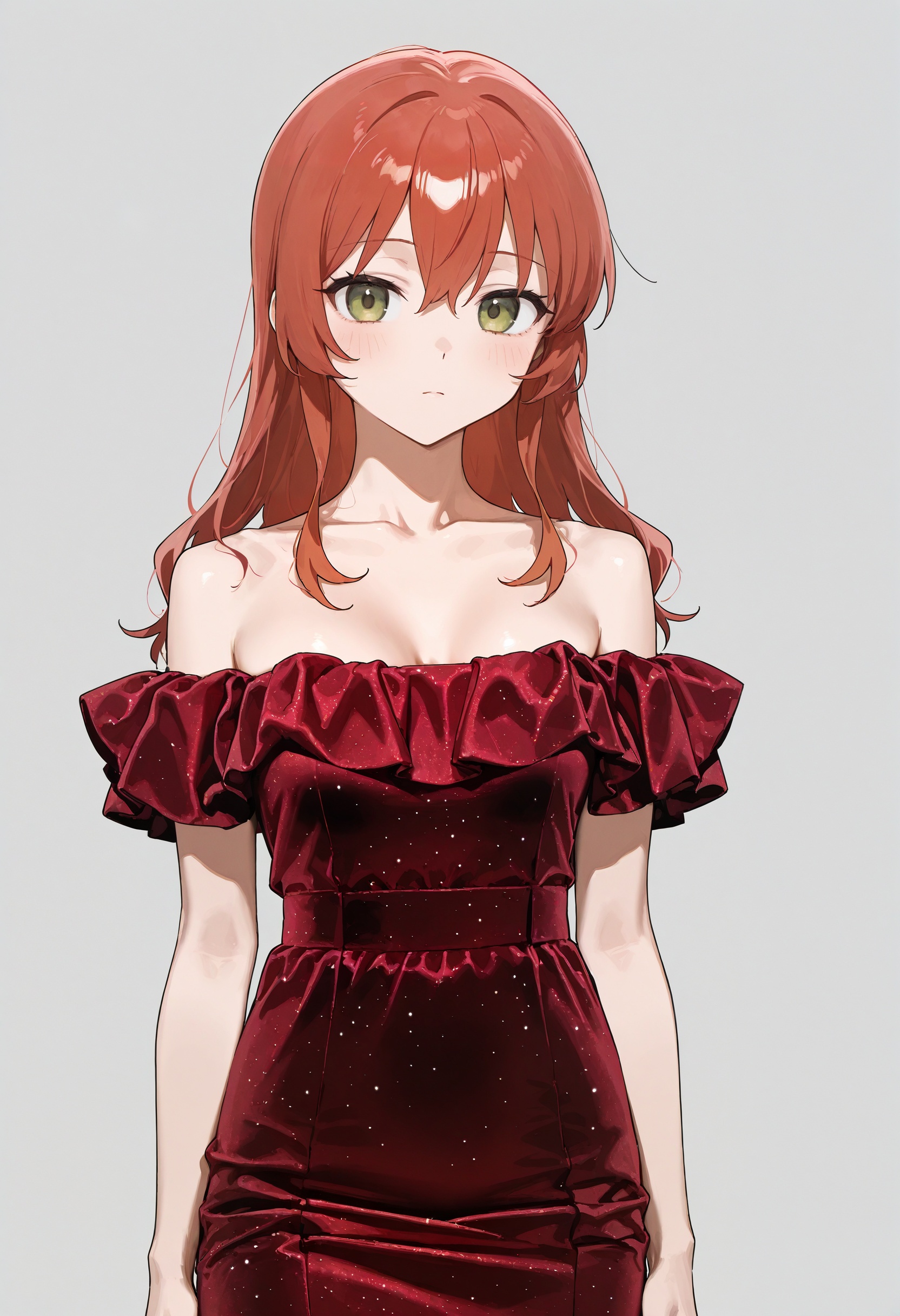 solo,  1girl,  red velvet dress on Tensor.Art
