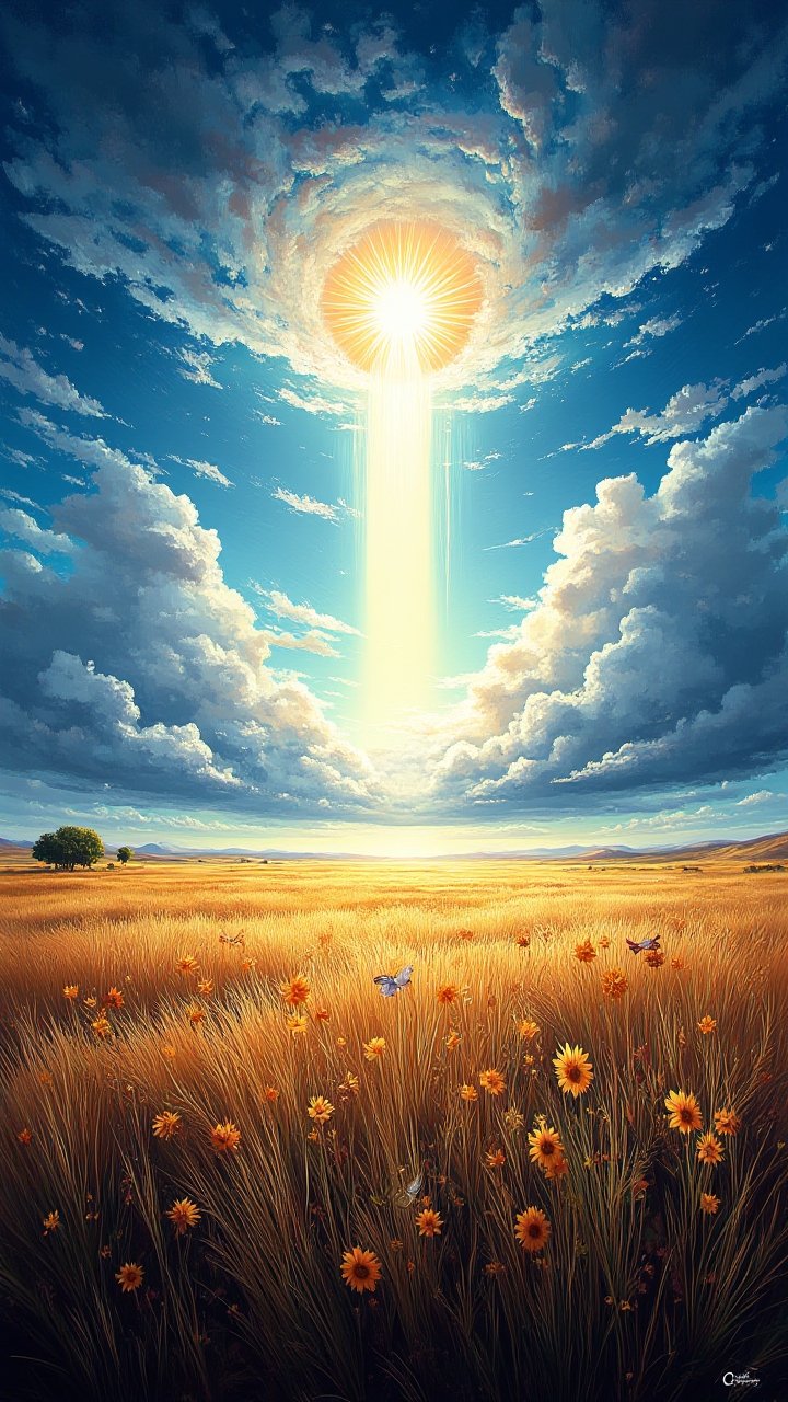 Stunning Poster with Text:"RIP Midjourney",  landscape of a Pampas,  sunbeam on Tensor.Art