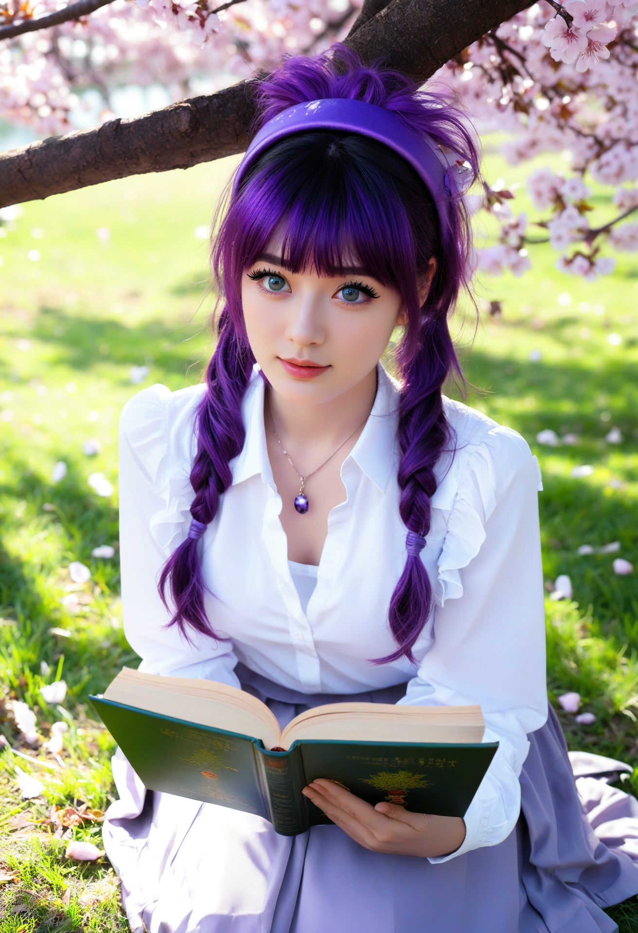 emilie beta,  purple headwear,  purple hair on Tensor.Art