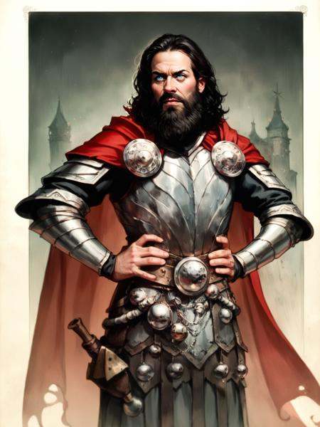 big strong slavic man in ornate heavy armor,  black hair,  multicolored beard on Tensor.Art