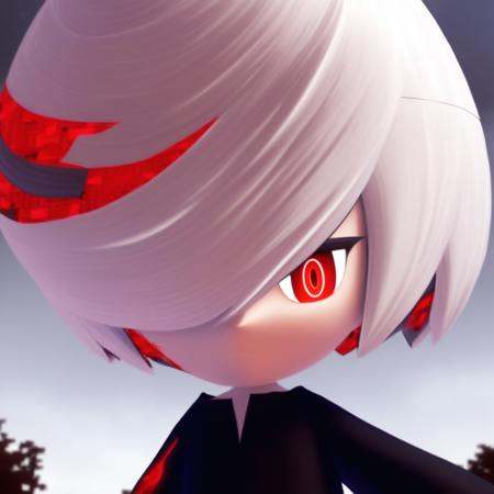 black dress,  short hair white hair,  black shoes on Tensor.Art