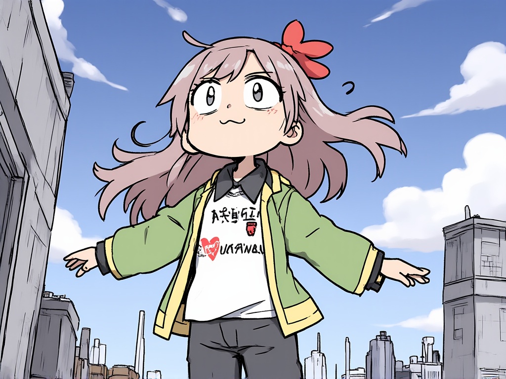 (masterpiece:1.2),(extremely detailed:1.2),(best quality:1.2),(high quality:1.2),(official art:1.2),jbh,<lora:简笔画-智灵-9>,Anime-style drawing,A digital drawing of a chibi-style character floating in the sky,resembling a small,cute angel. The character has long,flowing silver hair,a halo above its head,and is wearing a simple white dress with gold accents. The character has a small,round face with a pink mouth,closed eyes,and a content expression. The background features a gradient sky transitioning from pink to purple,with fluffy white clouds and a bright yellow star with a smiley face in the upper right corner. The ground below is rocky and green,with a cliff edge on the right side. The style is reminiscent of Japanese anime,with soft,pastel colors and a whimsical,dreamy atmosphere. The lighting is soft and even,with no harsh shadows. The camera angle is straight on,capturing the character in mid-air.,