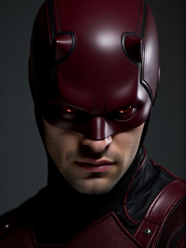 daredevil,  a man with helmet and mask,  redeyescloseup face portrait on Tensor.Art