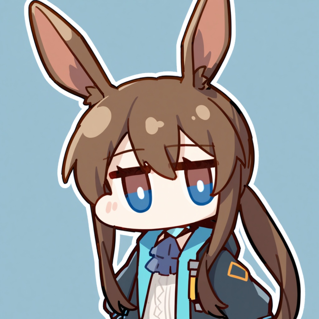 chibi,<lora:nineface-chibi-A31-5:1>,1girl,amiya \(arknights\),arknights,animal ears,brown hair,long hair,rabbit ears,bangs,blue eyes,hair between eyes,sidelocks,ponytail