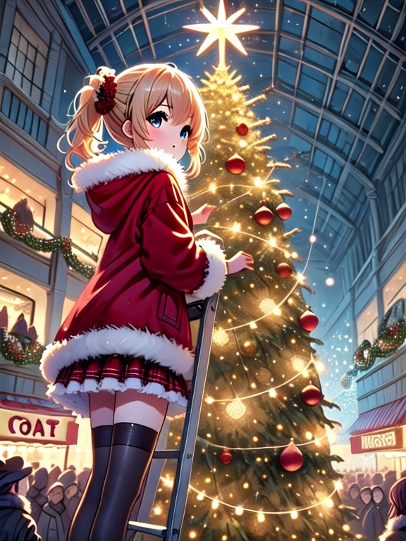 ((christmas tree with festive lights)),  ((cowboy shot)),  ((1girl)) on Tensor.Art