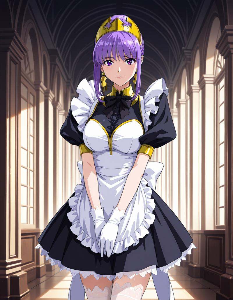 julietta,  purple eyes,  maid headdress on Tensor.Art