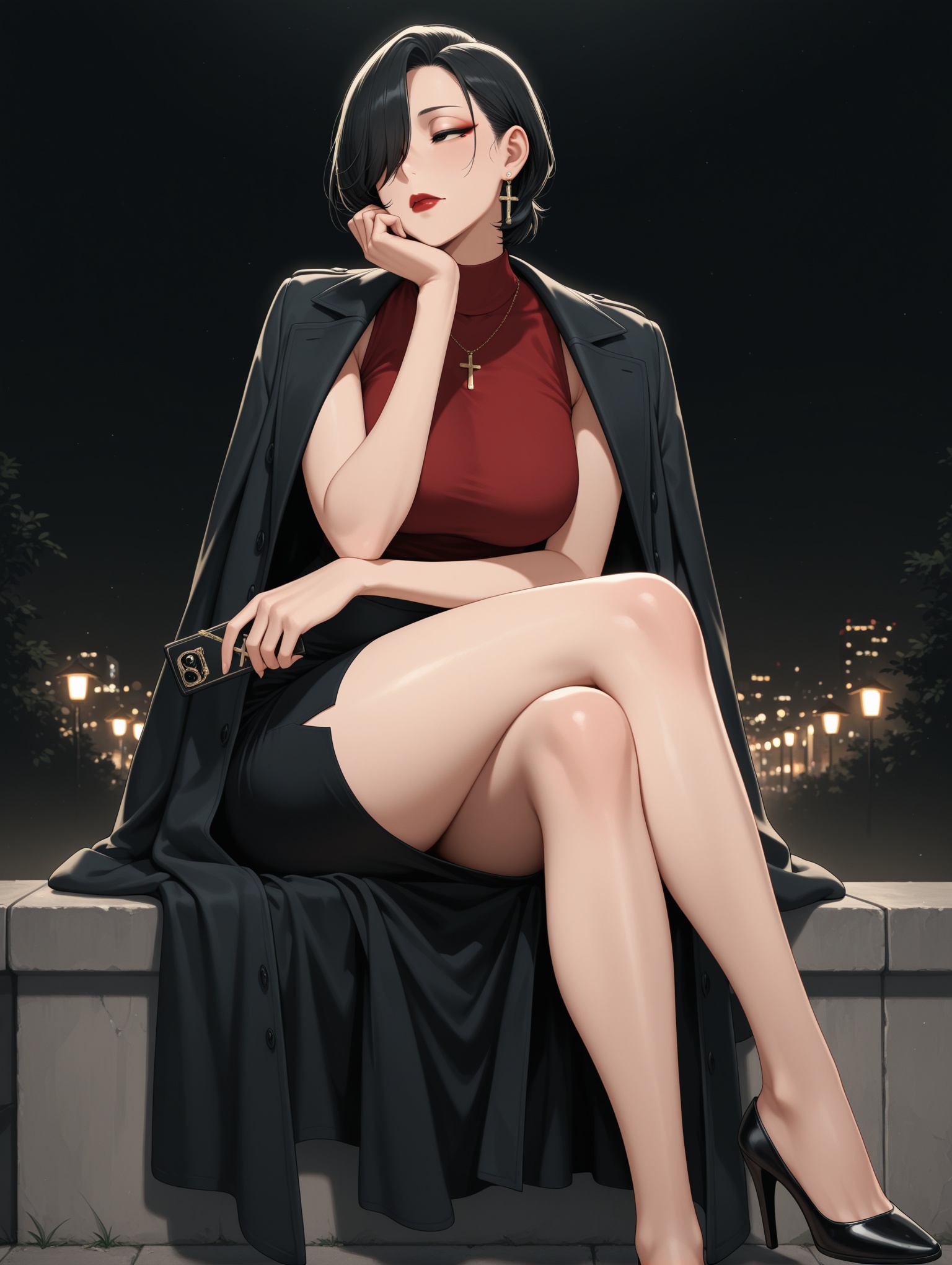 mature female,  shirt,  skirt on Tensor.Art