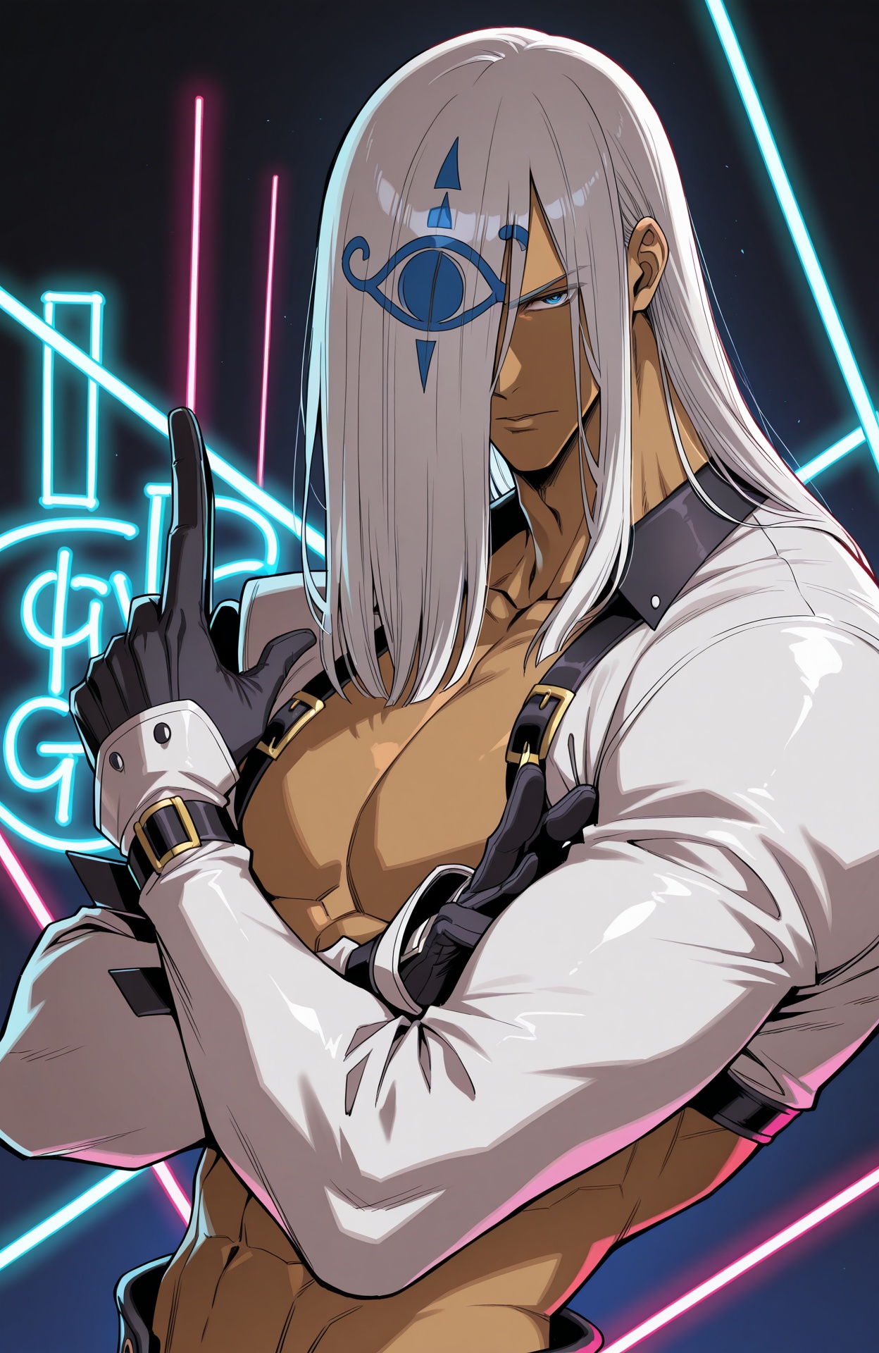 from side,  hair over one eye,  facing side on Tensor.Art