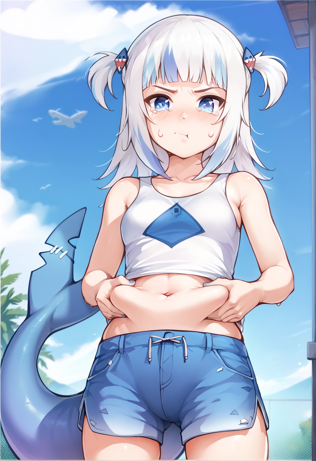 1girl,  fatroll grab,  standing on Tensor.Art