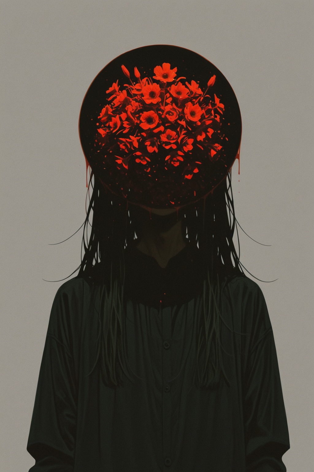 solo,  long_hair,  flower on Tensor.Art