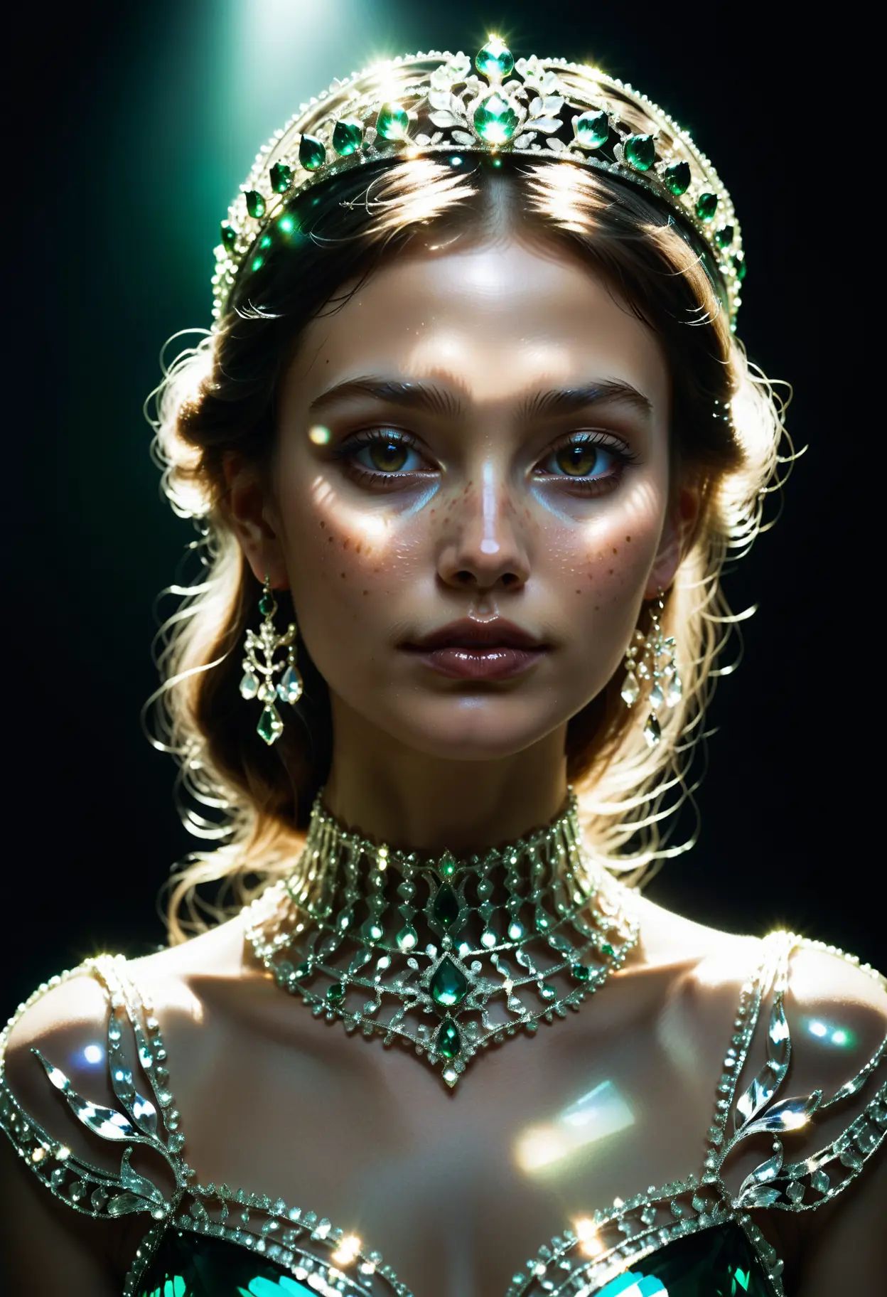 a woman wearing reij-glssprldrss ,  posing,  upper body view on Tensor.Art
