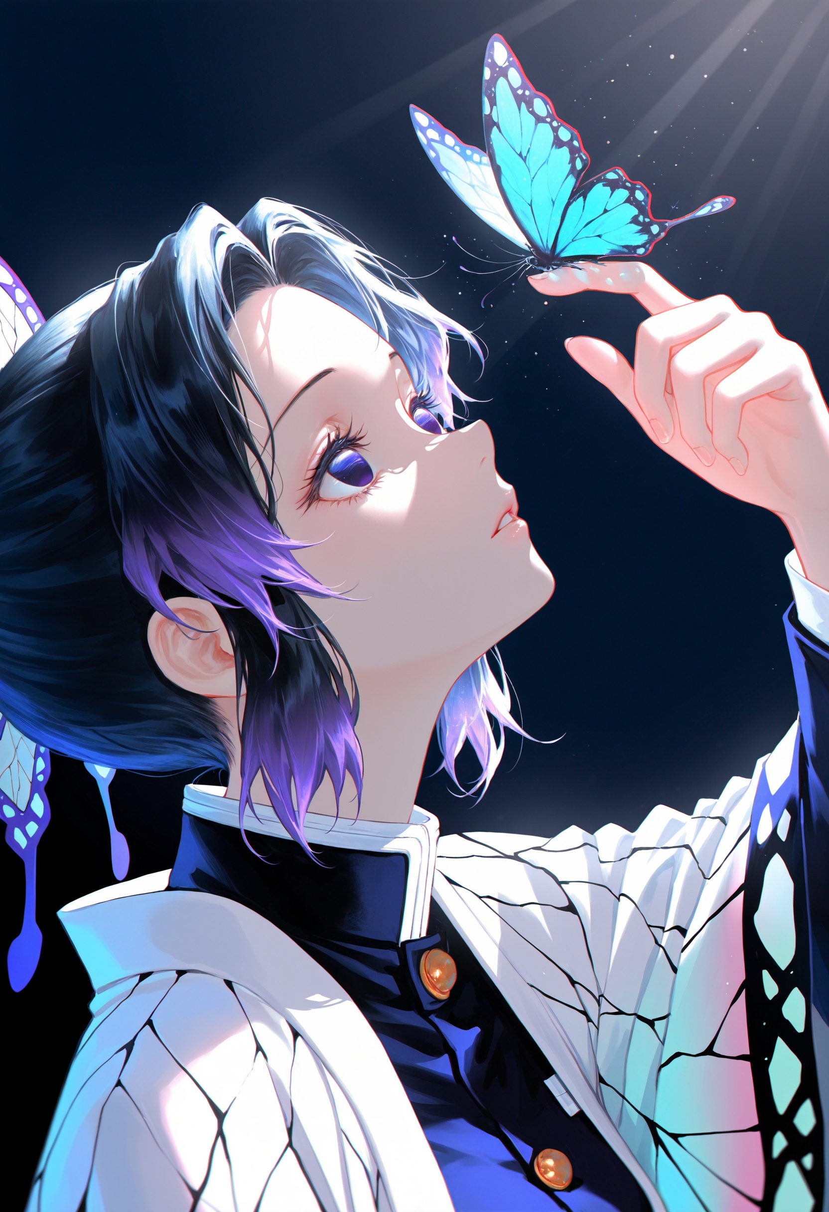 1girl,  kochou_shinobu_(demon_slayer),  black hair on Tensor.Art