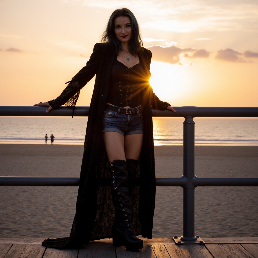 ladya cinematic,  golden hour lighting ,  dark gothic young woman on Tensor.Art