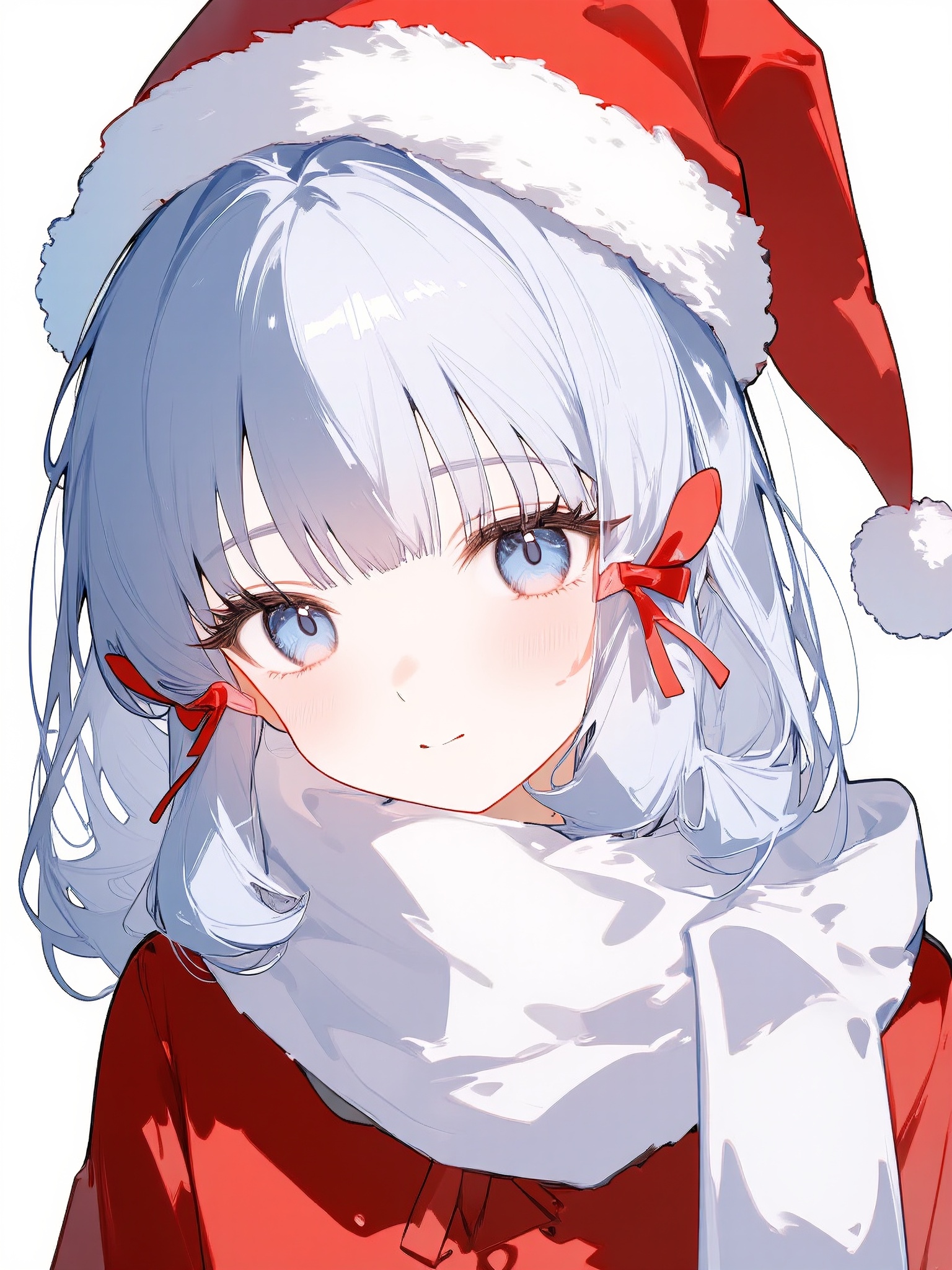 ecy,  Anime head portrait,  A two-dimensional girl in a Christmas costume on Tensor.Art