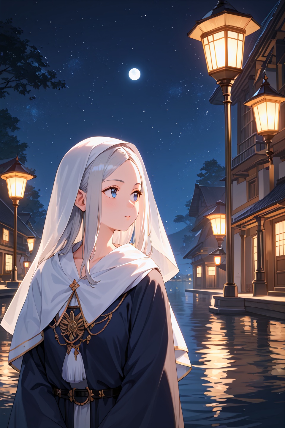 score_9,  best quality,1girl,night,light,looking at away,illumination