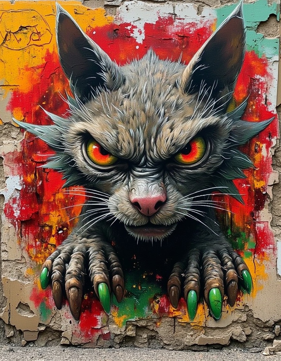 Street-Artji,  Street painting,  In the center of a wall on Tensor.Art