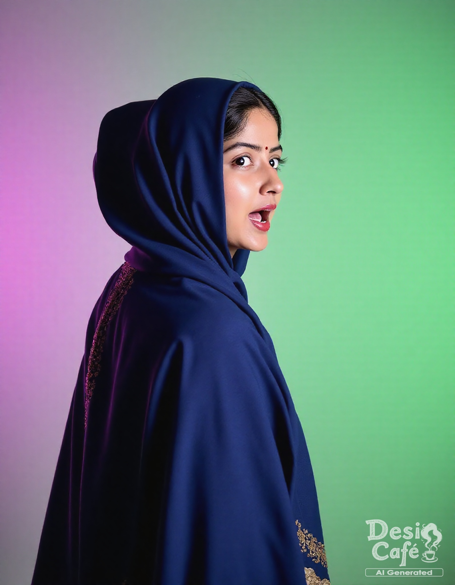from behind,  looking back photo of Kashmira Pardeshi woman,  hyper realistic photo that is safe for work on Tensor.Art