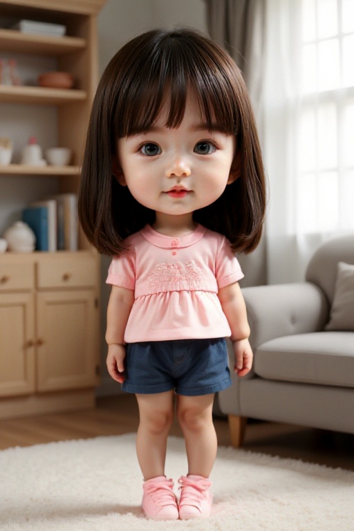 <lora:AgainF1ChibiLora:1>,girl,chibi,full body,indoors,the girl is wearing shirt with the words"Use the flux model"