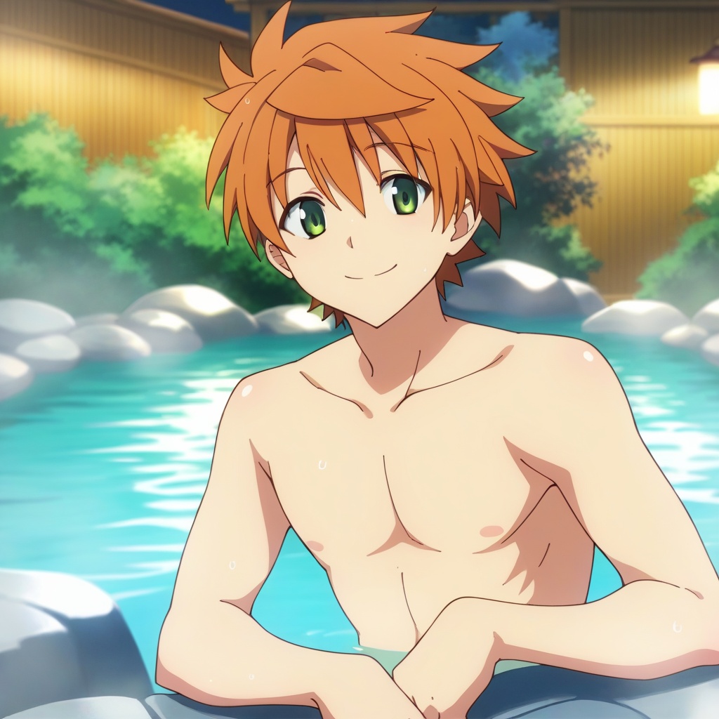 1boy,  solo,  onsen on Tensor.Art