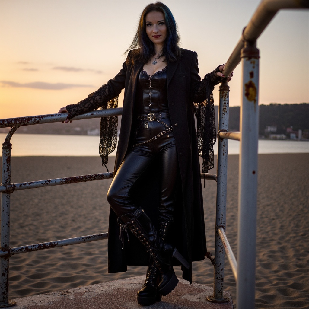 ladya cinematic,  golden hour lighting ,  dark gothic young woman on Tensor.Art