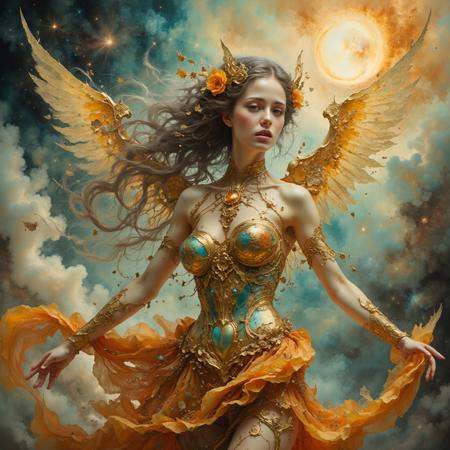 beautiful woman with silver hair in golden glowing dress,  sexy,  big breasts on Tensor.Art