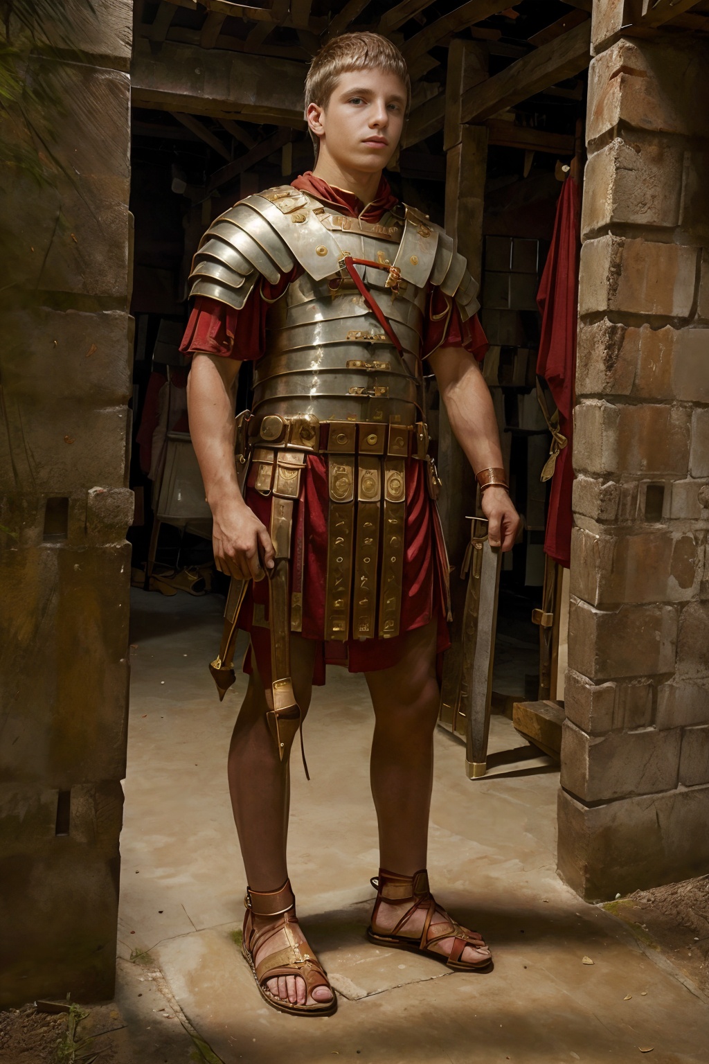 fantrome,  standing inside a Roman army barracks,  DaneDekota is a roman soldier on Tensor.Art