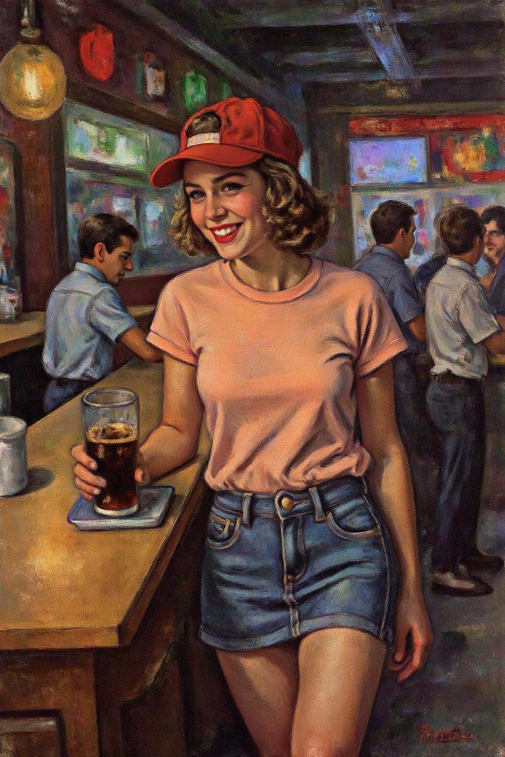 pau1cez painting.The air buzzes with the energy of a busy bar,  a mix of music,  conversation on Tensor.Art