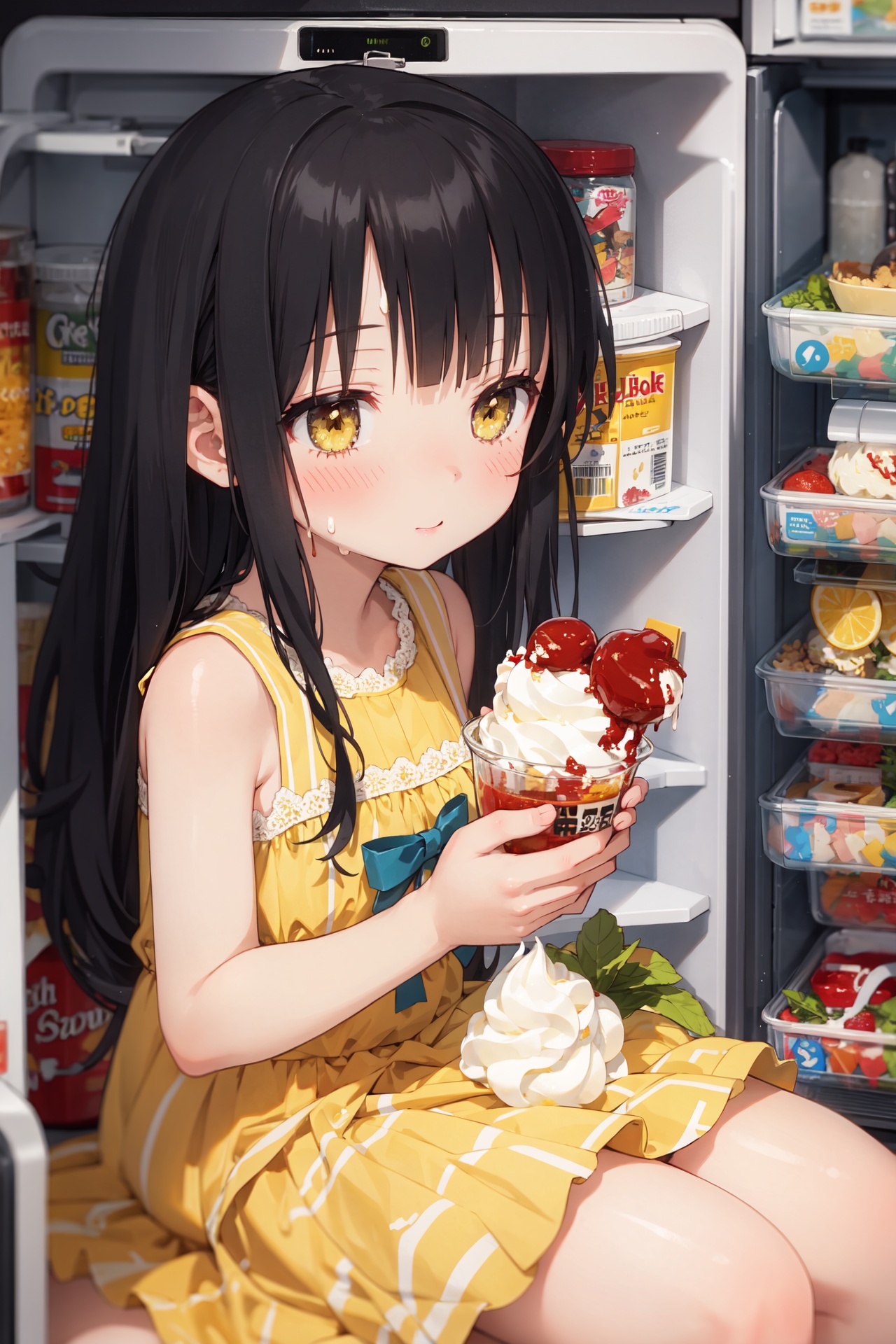 detailed refrigerator,  open refrigerator,  (detailed light) on Tensor.Art