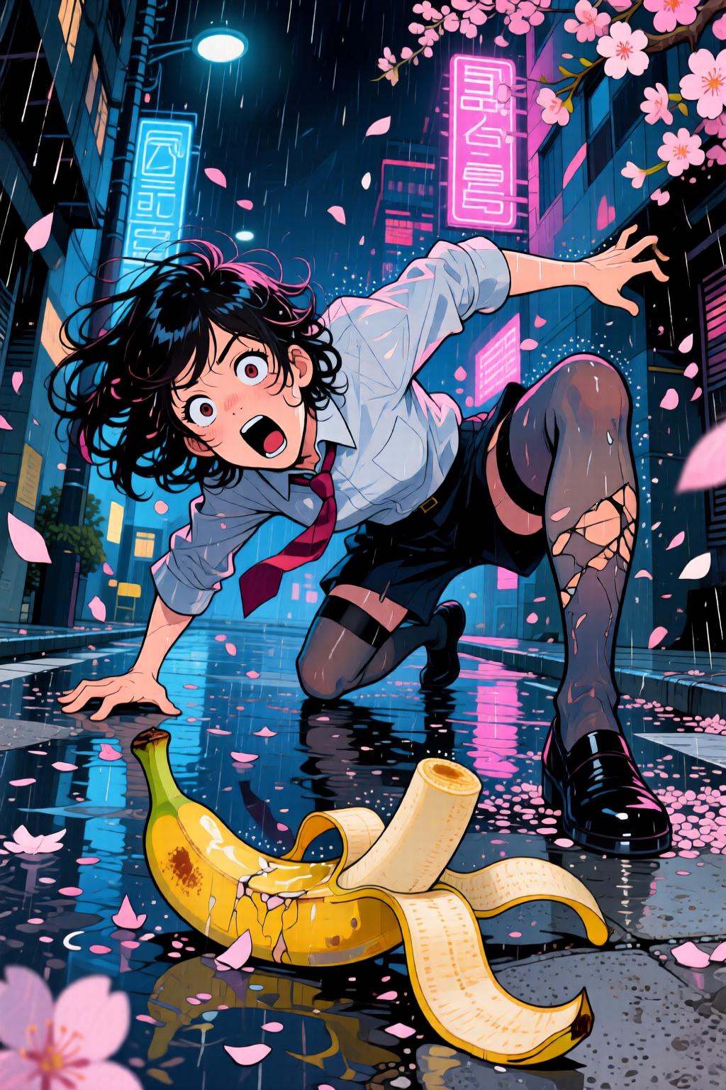 kaoruyamada2q painting. Silmas,  hyper-detailed manga illustration: Young Japanese office worker,  eyes wide in cartoonish...