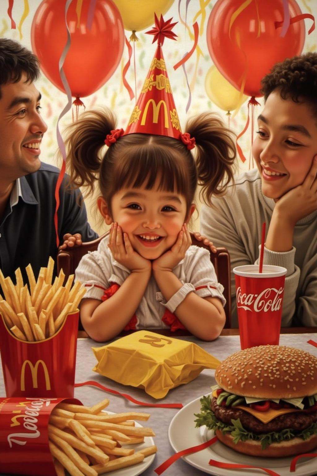 jati1 painting A four-year-old girl with twin pigtails is celebrating her birthday at McDonald's,  a place that feels like...