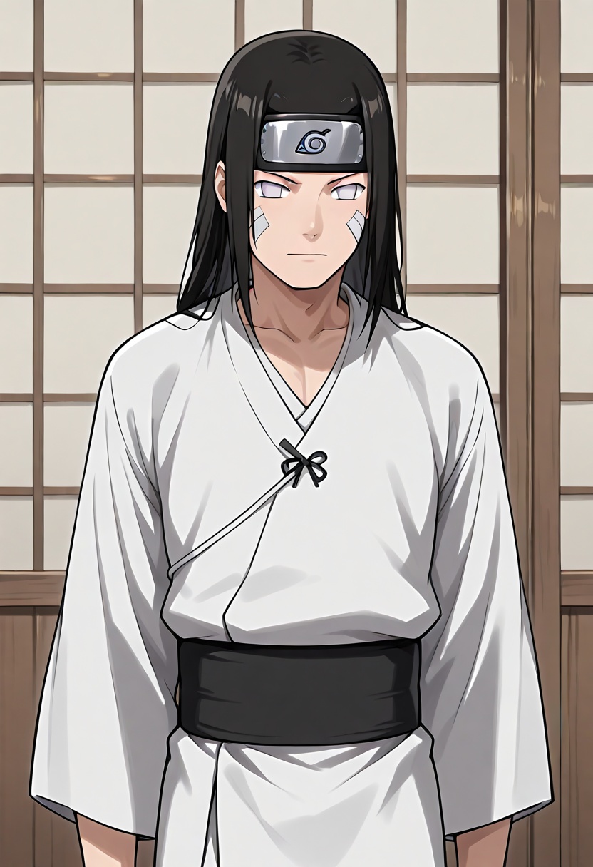 neji_hyuga_il,  konoha protector,  white kimono on Tensor.Art