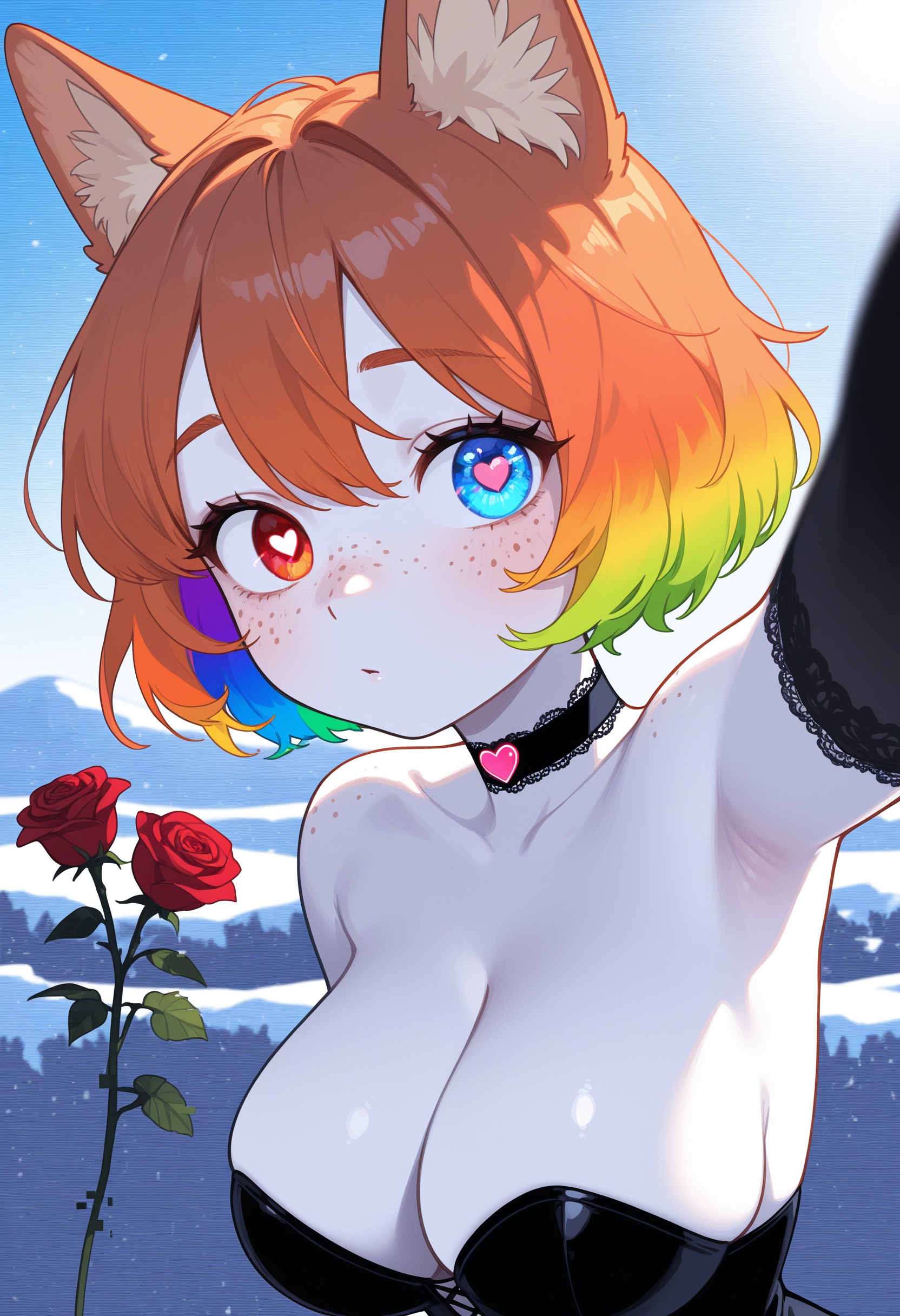 1girl,  Rainbow hair,  glitch on Tensor.Art